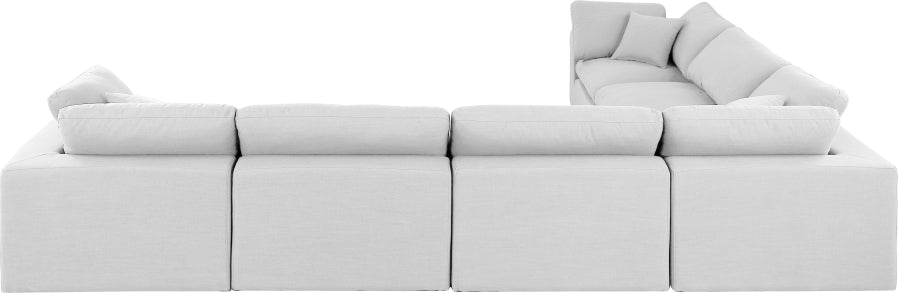 Meridian Furniture - Comfy 158" Linen Textured Fabric Upholstered 6 Piece Modular Sectional - 187White-Sec6A - GreatFurnitureDeal