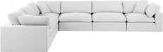 Meridian Furniture - Comfy 158" Linen Textured Fabric Upholstered 6 Piece Modular Sectional - 187White-Sec6A - GreatFurnitureDeal