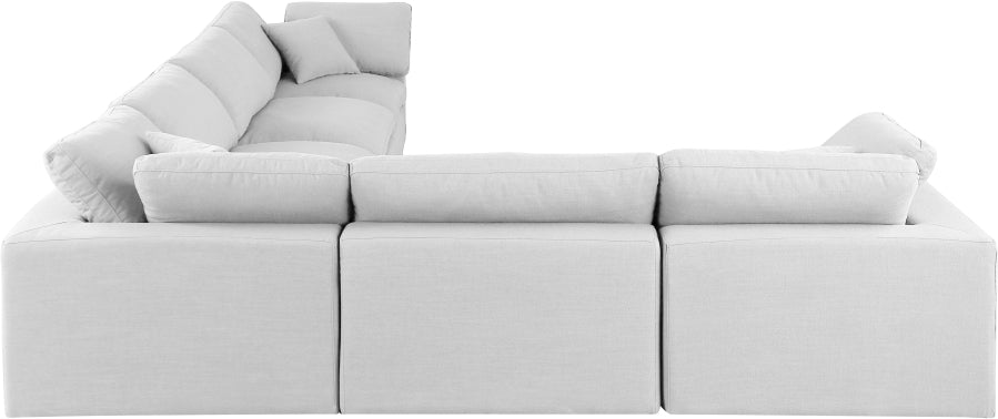 Meridian Furniture - Comfy 158" Linen Textured Fabric Upholstered 6 Piece Modular Sectional - 187White-Sec6A - GreatFurnitureDeal