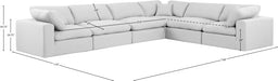 Meridian Furniture - Comfy 158" Linen Textured Fabric Upholstered 6 Piece Modular Sectional - 187White-Sec6A - GreatFurnitureDeal