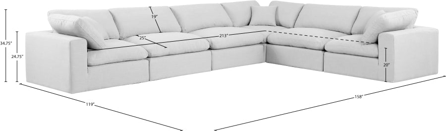 Meridian Furniture - Comfy 158" Linen Textured Fabric Upholstered 6 Piece Modular Sectional - 187White-Sec6A - GreatFurnitureDeal
