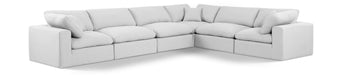 Meridian Furniture - Comfy 158" Linen Textured Fabric Upholstered 6 Piece Modular Sectional - 187White-Sec6A - GreatFurnitureDeal