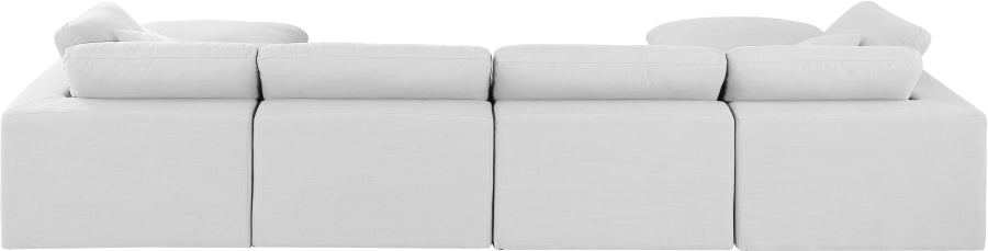Meridian Furniture - Comfy 158" Linen Textured Fabric Upholstered 6 Piece Modular Sectional - 187White-Sec6B - GreatFurnitureDeal