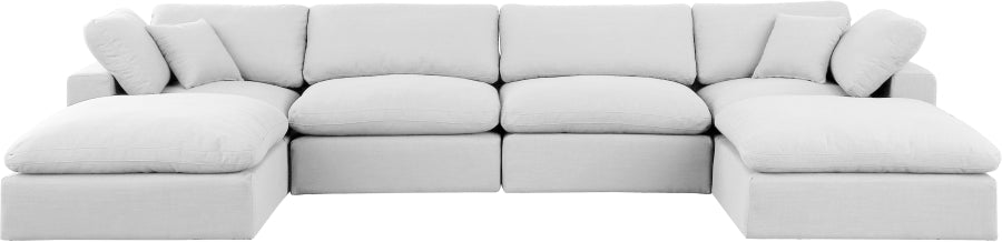Meridian Furniture - Comfy 158" Linen Textured Fabric Upholstered 6 Piece Modular Sectional - 187White-Sec6B - GreatFurnitureDeal