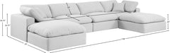 Meridian Furniture - Comfy 158" Linen Textured Fabric Upholstered 6 Piece Modular Sectional - 187White-Sec6B - GreatFurnitureDeal