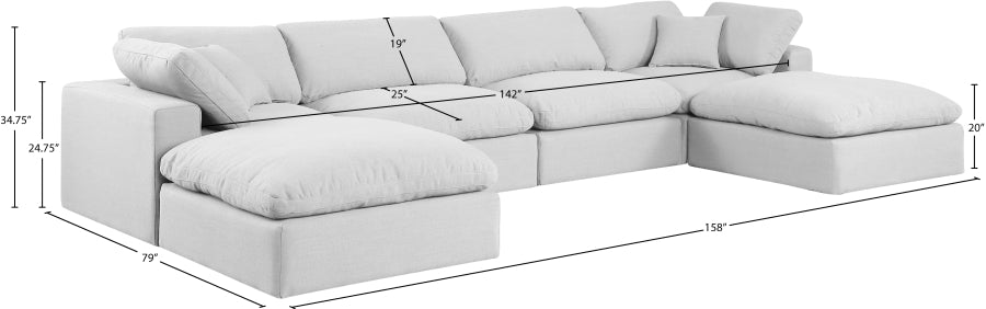 Meridian Furniture - Comfy 158" Linen Textured Fabric Upholstered 6 Piece Modular Sectional - 187White-Sec6B - GreatFurnitureDeal