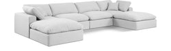 Meridian Furniture - Comfy 158" Linen Textured Fabric Upholstered 6 Piece Modular Sectional - 187White-Sec6B - GreatFurnitureDeal