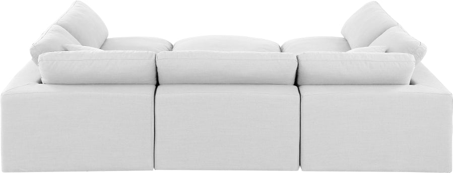 Meridian Furniture - Comfy 119" Linen Textured Fabric Upholstered 6 Piece Modular Sectional - 187White-Sec6C - GreatFurnitureDeal