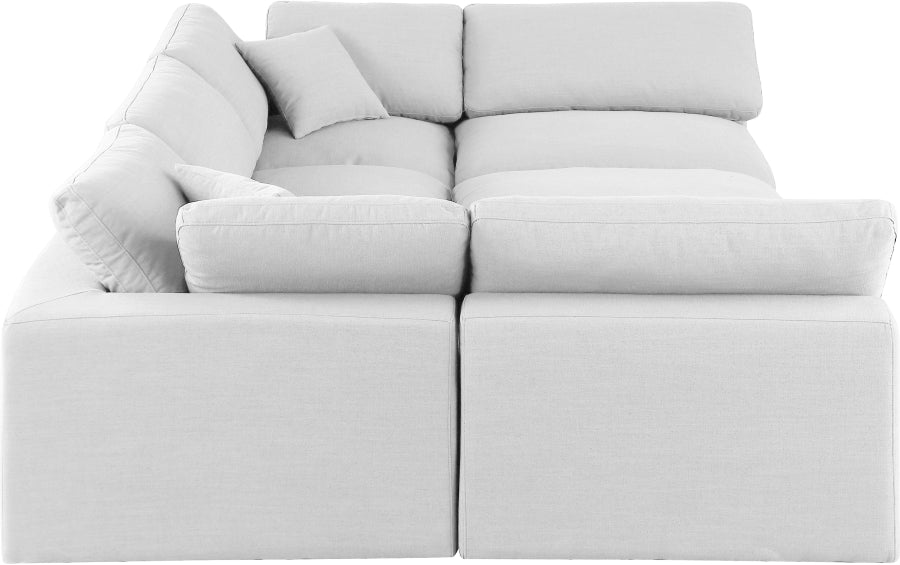 Meridian Furniture - Comfy 119" Linen Textured Fabric Upholstered 6 Piece Modular Sectional - 187White-Sec6C - GreatFurnitureDeal