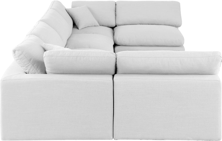 Meridian Furniture - Comfy 158" Linen Textured Fabric Upholstered 6 Piece Modular Sectional - 187White-Sec6D - GreatFurnitureDeal