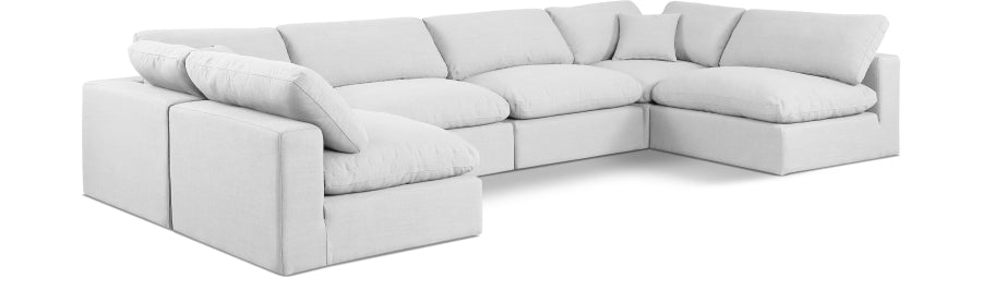 Meridian Furniture - Comfy 158" Linen Textured Fabric Upholstered 6 Piece Modular Sectional - 187White-Sec6D - GreatFurnitureDeal