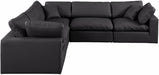 Meridian Furniture - Comfy 119" Vegan Leather Upholstered 5 Piece Modular Sectional - 188Black-Sec5C - GreatFurnitureDeal