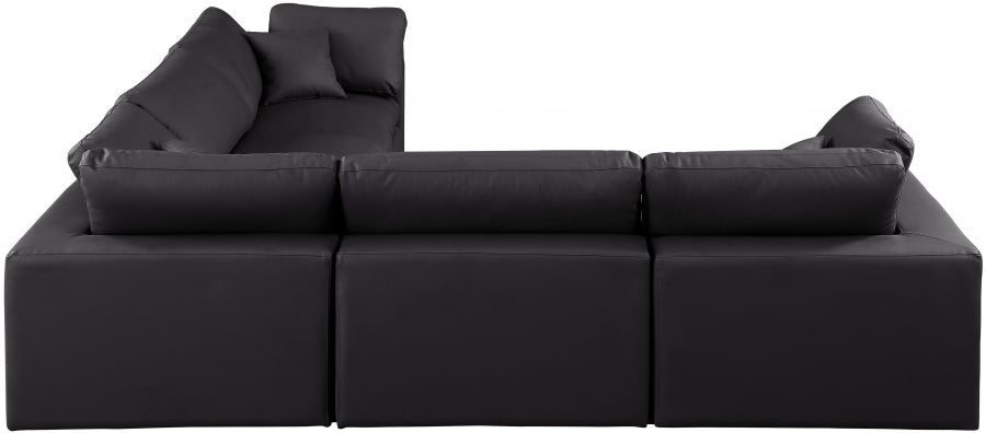 Meridian Furniture - Comfy 119" Vegan Leather Upholstered 5 Piece Modular Sectional - 188Black-Sec5C - GreatFurnitureDeal