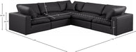 Meridian Furniture - Comfy 119" Vegan Leather Upholstered 5 Piece Modular Sectional - 188Black-Sec5C - GreatFurnitureDeal