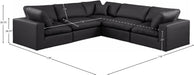 Meridian Furniture - Comfy 119" Vegan Leather Upholstered 5 Piece Modular Sectional - 188Black-Sec5C - GreatFurnitureDeal