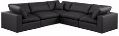 Meridian Furniture - Comfy 119" Vegan Leather Upholstered 5 Piece Modular Sectional - 188Black-Sec5C - GreatFurnitureDeal