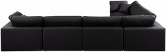 Meridian Furniture - Comfy 158" Vegan Leather Upholstered 6 Piece Modular Sectional - 188Black-Sec6A - GreatFurnitureDeal