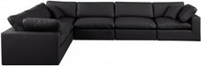 Meridian Furniture - Comfy 158" Vegan Leather Upholstered 6 Piece Modular Sectional - 188Black-Sec6A - GreatFurnitureDeal