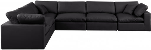 Meridian Furniture - Comfy 158" Vegan Leather Upholstered 6 Piece Modular Sectional - 188Black-Sec6A - GreatFurnitureDeal