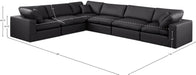 Meridian Furniture - Comfy 158" Vegan Leather Upholstered 6 Piece Modular Sectional - 188Black-Sec6A - GreatFurnitureDeal