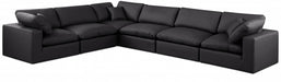 Meridian Furniture - Comfy 158" Vegan Leather Upholstered 6 Piece Modular Sectional - 188Black-Sec6A - GreatFurnitureDeal