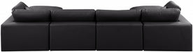 Meridian Furniture - Comfy 158" Vegan Leather Upholstered 6 Piece Modular Sectional - 188Black-Sec6B - GreatFurnitureDeal
