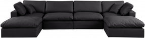 Meridian Furniture - Comfy 158" Vegan Leather Upholstered 6 Piece Modular Sectional - 188Black-Sec6B - GreatFurnitureDeal