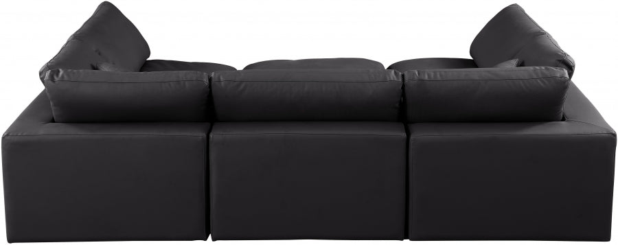 Meridian Furniture - Comfy 119" Vegan Leather Upholstered 6 Piece Modular Sectional - 188Black-Sec6C - GreatFurnitureDeal