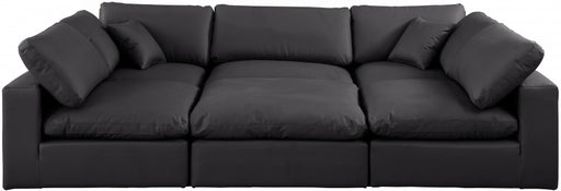 Meridian Furniture - Comfy 119" Vegan Leather Upholstered 6 Piece Modular Sectional - 188Black-Sec6C - GreatFurnitureDeal