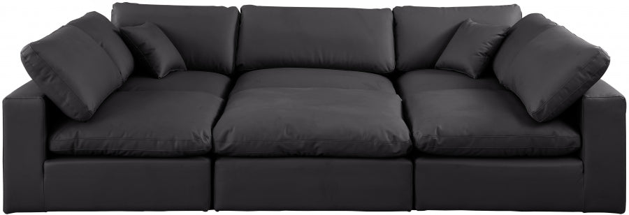 Meridian Furniture - Comfy 119" Vegan Leather Upholstered 6 Piece Modular Sectional - 188Black-Sec6C - GreatFurnitureDeal