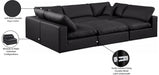 Meridian Furniture - Comfy 119" Vegan Leather Upholstered 6 Piece Modular Sectional - 188Black-Sec6C - GreatFurnitureDeal