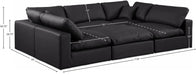 Meridian Furniture - Comfy 119" Vegan Leather Upholstered 6 Piece Modular Sectional - 188Black-Sec6C - GreatFurnitureDeal