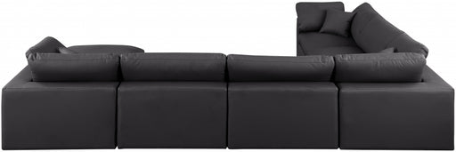 Meridian Furniture - Comfy 158" Vegan Leather Upholstered 7 Piece Modular Sectional - 188Black-Sec7A - GreatFurnitureDeal