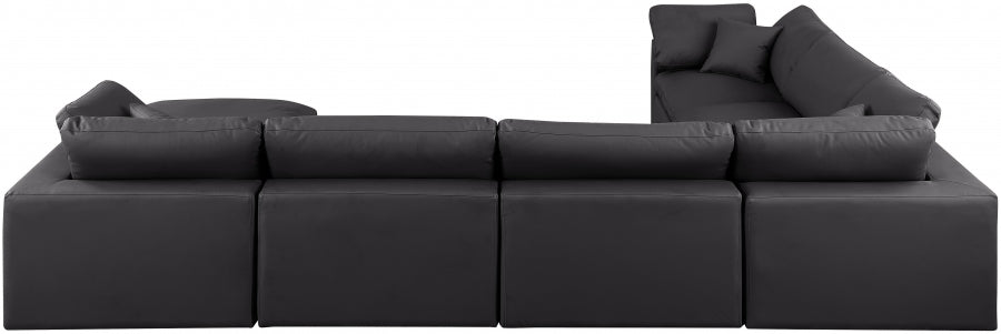 Meridian Furniture - Comfy 158" Vegan Leather Upholstered 7 Piece Modular Sectional - 188Black-Sec7A - GreatFurnitureDeal