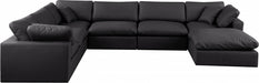 Meridian Furniture - Comfy 158" Vegan Leather Upholstered 7 Piece Modular Sectional - 188Black-Sec7A - GreatFurnitureDeal