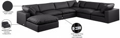 Meridian Furniture - Comfy 158" Vegan Leather Upholstered 7 Piece Modular Sectional - 188Black-Sec7A - GreatFurnitureDeal
