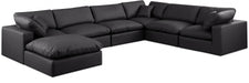 Meridian Furniture - Comfy 158" Vegan Leather Upholstered 7 Piece Modular Sectional - 188Black-Sec7A - GreatFurnitureDeal