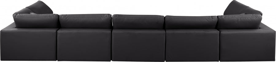 Meridian Furniture - Comfy 197" Vegan Leather Upholstered 7 Piece Modular Sectional - 188Black-Sec7B - GreatFurnitureDeal