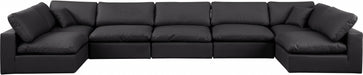 Meridian Furniture - Comfy 197" Vegan Leather Upholstered 7 Piece Modular Sectional - 188Black-Sec7B - GreatFurnitureDeal
