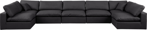 Meridian Furniture - Comfy 197" Vegan Leather Upholstered 7 Piece Modular Sectional - 188Black-Sec7B - GreatFurnitureDeal