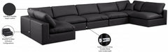 Meridian Furniture - Comfy 197" Vegan Leather Upholstered 7 Piece Modular Sectional - 188Black-Sec7B - GreatFurnitureDeal