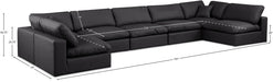 Meridian Furniture - Comfy 197" Vegan Leather Upholstered 7 Piece Modular Sectional - 188Black-Sec7B - GreatFurnitureDeal