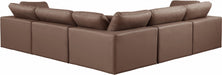 Meridian Furniture - Comfy 119" Vegan Leather Upholstered 5 Piece Modular Sectional - 188Brown-Sec5C - GreatFurnitureDeal