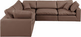 Meridian Furniture - Comfy 119" Vegan Leather Upholstered 5 Piece Modular Sectional - 188Brown-Sec5C - GreatFurnitureDeal