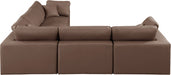 Meridian Furniture - Comfy 119" Vegan Leather Upholstered 5 Piece Modular Sectional - 188Brown-Sec5C - GreatFurnitureDeal