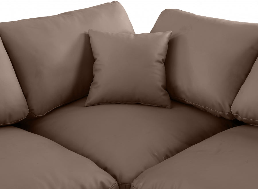 Meridian Furniture - Comfy 119" Vegan Leather Upholstered 5 Piece Modular Sectional - 188Brown-Sec5C - GreatFurnitureDeal