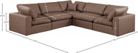 Meridian Furniture - Comfy 119" Vegan Leather Upholstered 5 Piece Modular Sectional - 188Brown-Sec5C - GreatFurnitureDeal