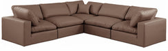 Meridian Furniture - Comfy 119" Vegan Leather Upholstered 5 Piece Modular Sectional - 188Brown-Sec5C - GreatFurnitureDeal