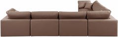Meridian Furniture - Comfy 158" Vegan Leather Upholstered 6 Piece Modular Sectional - 188Brown-Sec6A - GreatFurnitureDeal