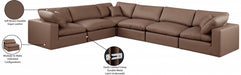 Meridian Furniture - Comfy 158" Vegan Leather Upholstered 6 Piece Modular Sectional - 188Brown-Sec6A - GreatFurnitureDeal